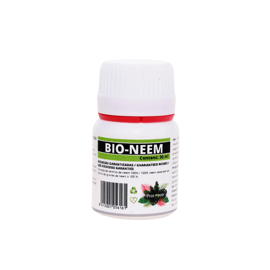 Botella Bio‑Neem PROT‑ECO 30 ml, insecticida ecológico concentrado con aceite de neem