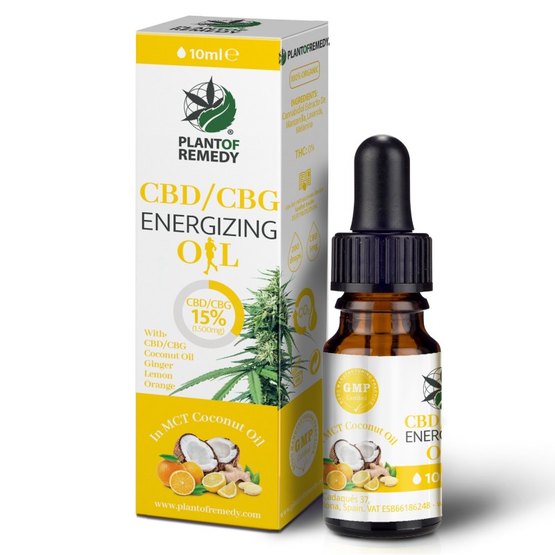 Aceite Energizing 15% CBD y 15% CBG Plant of Remedy con aceite de coco, limón y jengibre