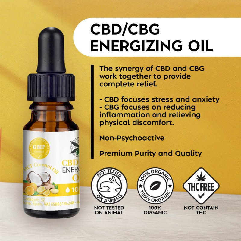 Aceite de CBD y CBG energizante de Plant of Remedy con certificación orgánica y sin THC