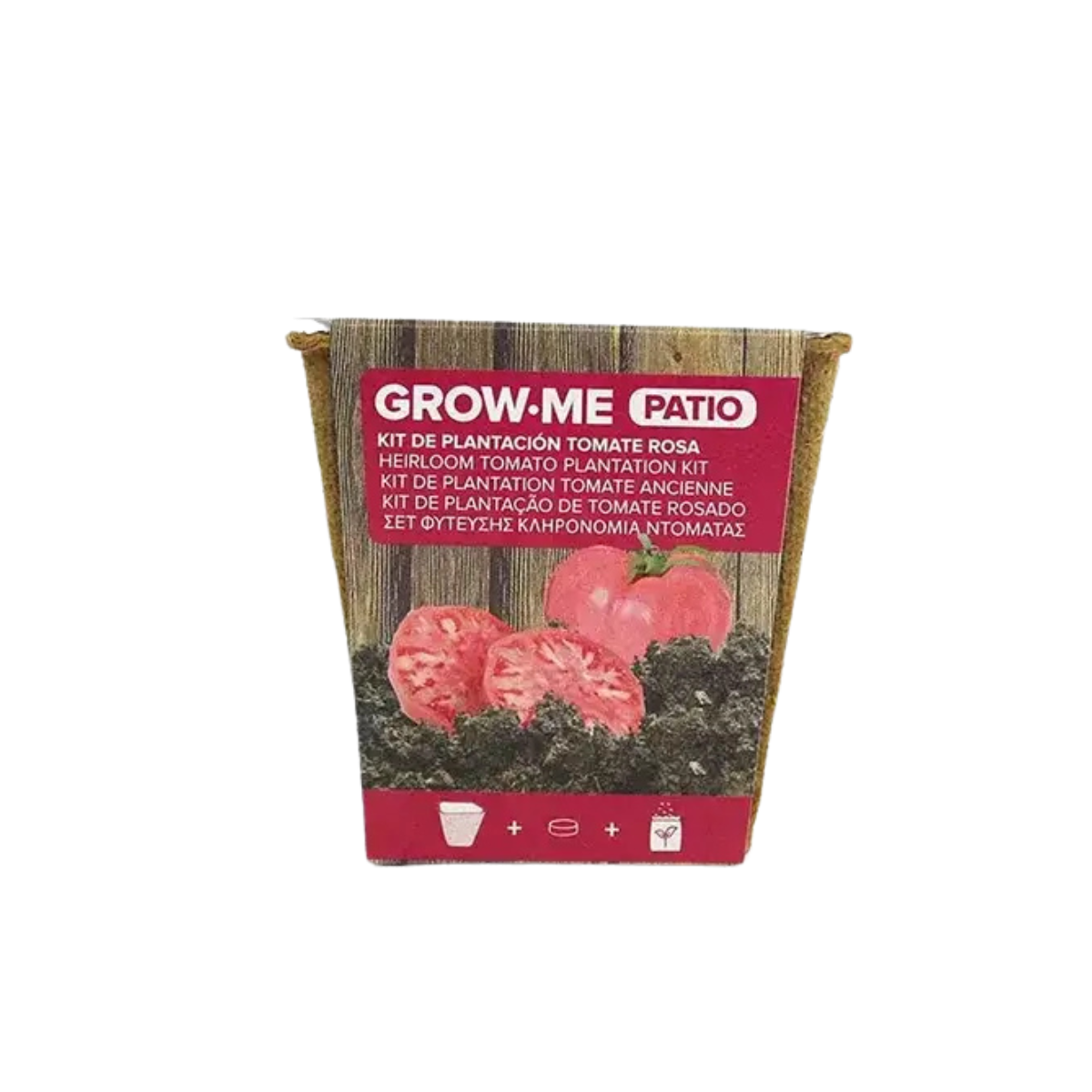 kit de cultivo tomate rosado grow me maceta biodegradable